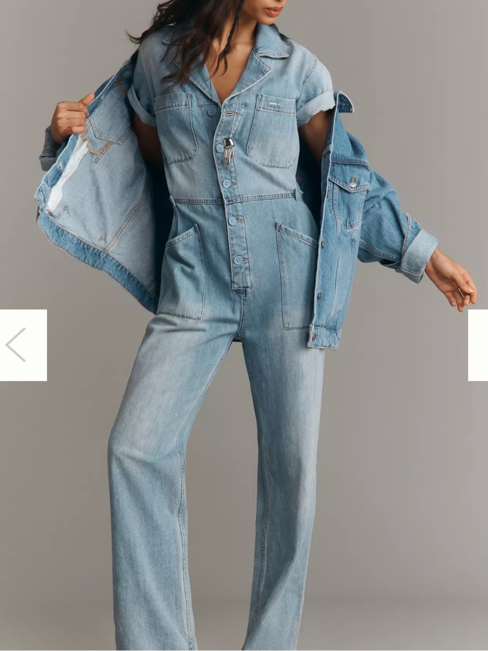 Pistola Grover Short Sleeve Field Suit Jumpsuit | Medium Wash Denim | Size Small